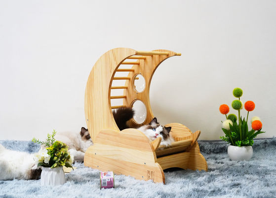 Ξύλινο σπίτι δέντρων κρεβατιών γατών της Pet Condo σπιτιών Scratcher γατών Hallupets