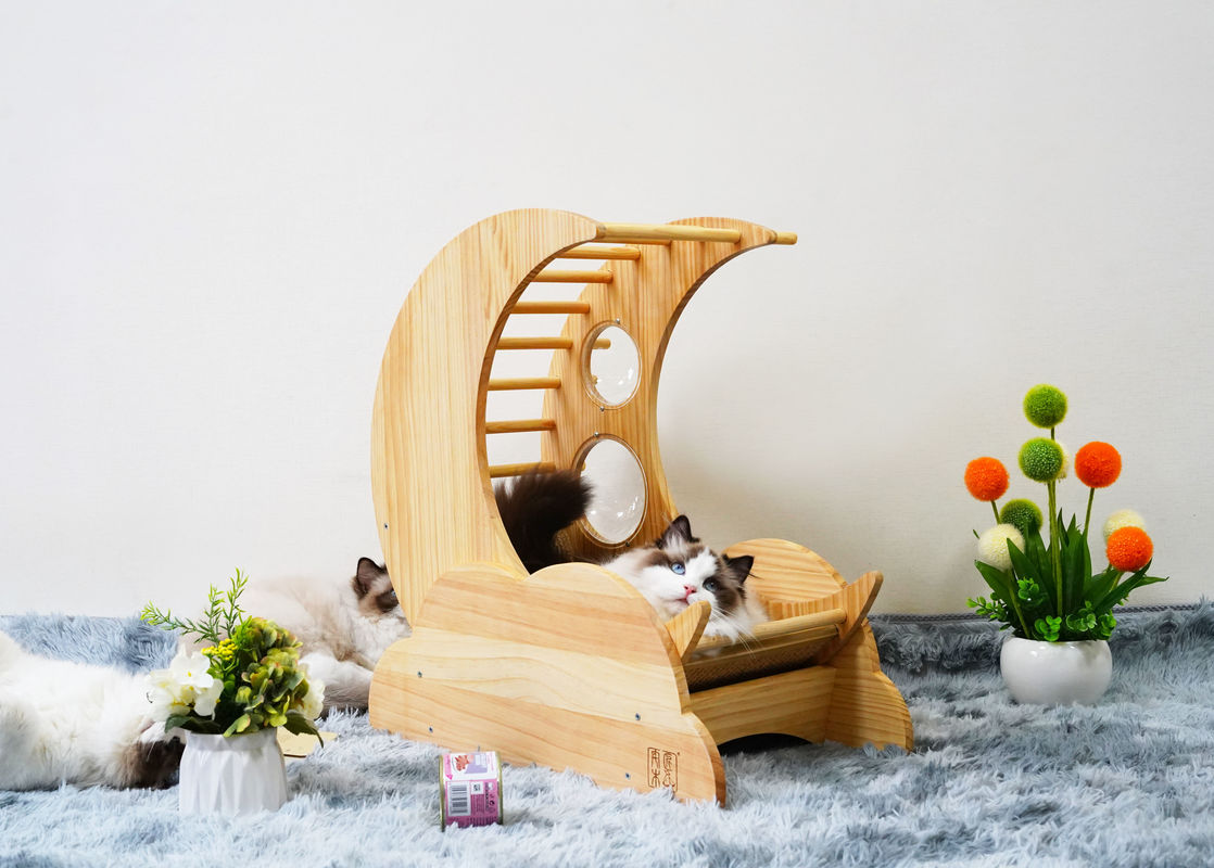 Ξύλινο σπίτι δέντρων κρεβατιών γατών της Pet Condo σπιτιών Scratcher γατών Hallupets