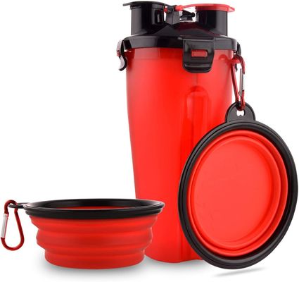 2 στα πτυσσόμενα κύπελλα 1 350ml Pet σκυλιών νερού μπουκαλιού τροφίμων με Carabiner